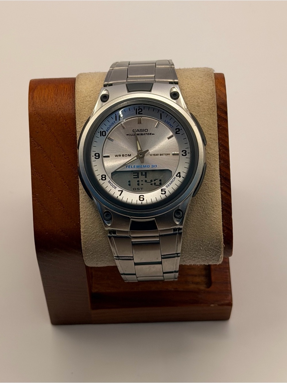 Casio AW-80D-7AVCF Stainless Steel Ana Digi Watch WR100 World Time Alarm Chrono